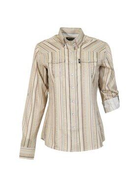 Hooey Habitat Women's Long Sleeve SOL Aztec Stripe Pattern Snap Shirt Cream